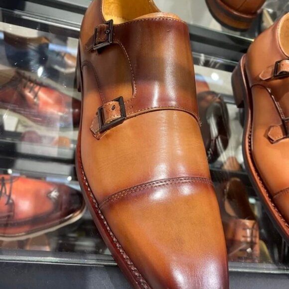 De Novo Light Brown Monk Strap Shoes main image 8